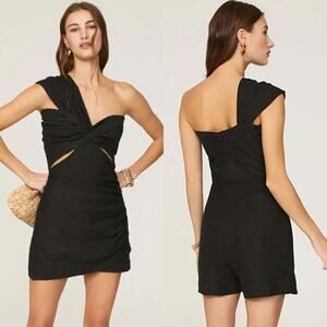 NWT Just BEE Queen Solange Lightweight Pleated Ruched Skirt Romper Black